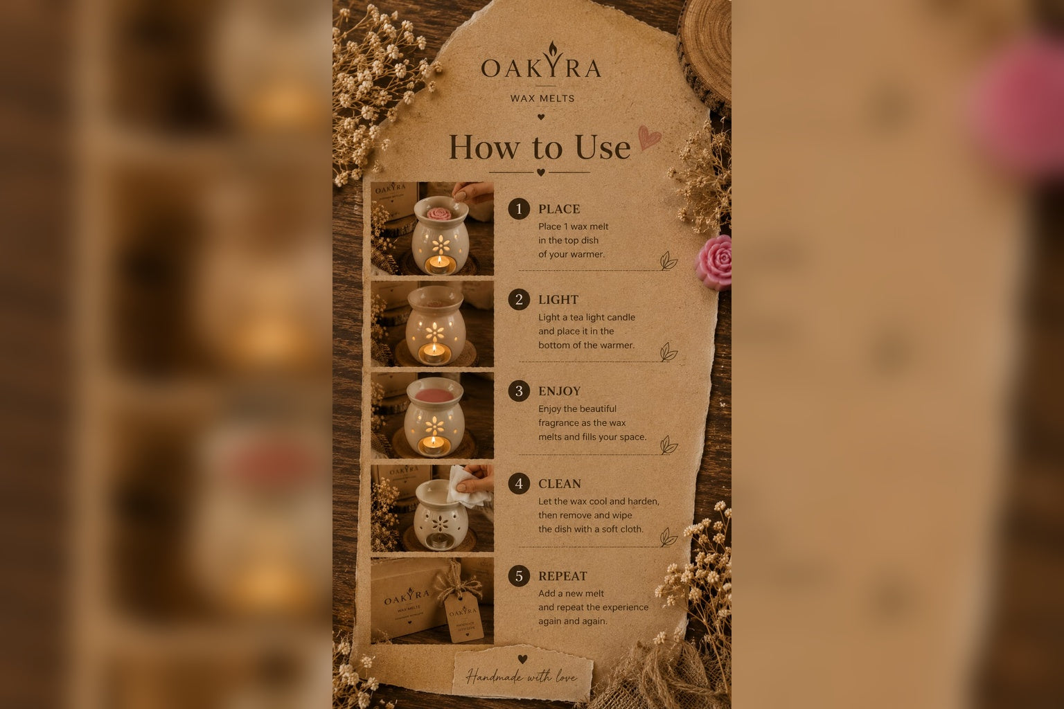 OAKYRA Floral & Heart Wax Melt Gift Collection