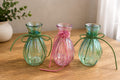 Iridescent Glass Bud Vases with Bow — Set of 3