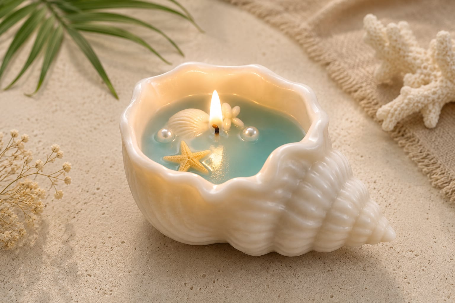 Coastal Seashell Candle – Ocean-Inspired Decorative Candle