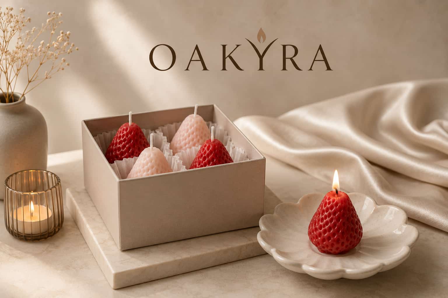 OAKYRA Strawberry Candle Gift Set