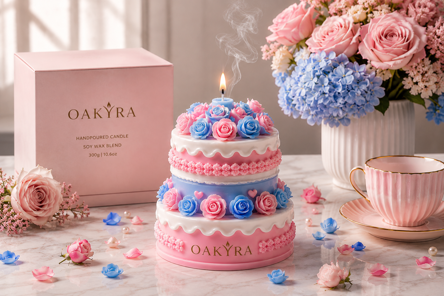 OAKYRA Floral Cake Candle