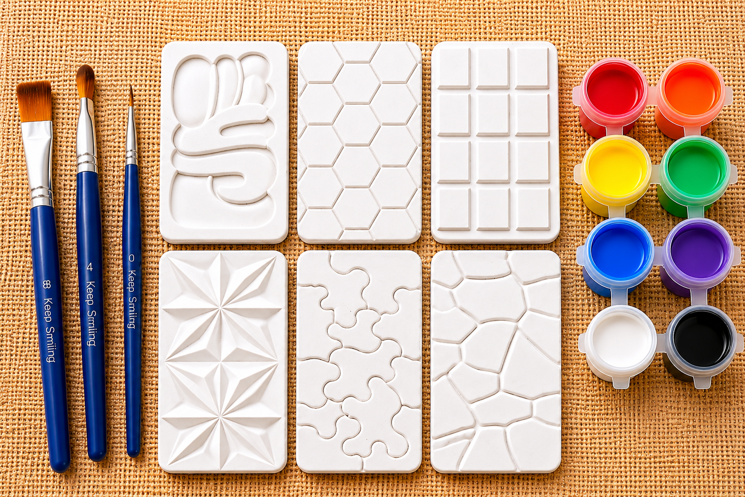DIY Textured Tile Painting Kit – 6 Piece Creative Craft Set