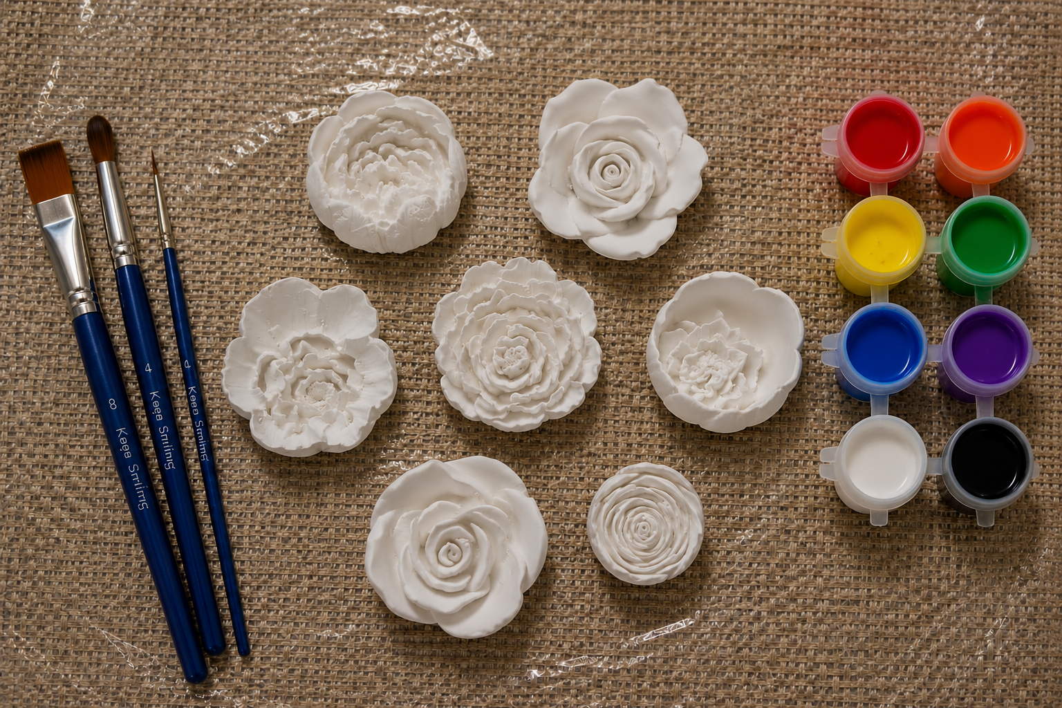 DIY Floral Plaster Painting Kit – 7 Piece Flower Craft Set