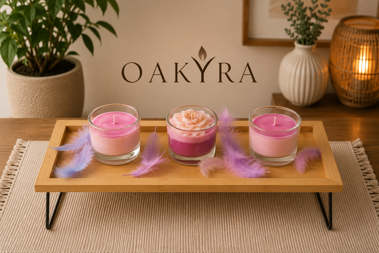 OAKYRA Blush Harmony Candle Trio Set